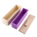 【happy one】Rectangle Silicone Loaf Mold Wooden Box DIY Making For Making Loaf Swirl Soap Moulds（Without woodbox）. 
