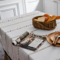 Le Xuan Xiu's new Nordic simple rainbow horizontal stripe jacquard tablecloth, coffee table cover towel, black tassel cotton and linen fabric. 