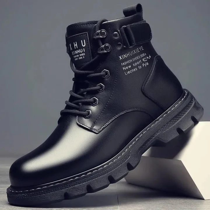 Winter High-Top Dr. Martens Boots Men's Black Autumn Thick Bottom Casual Men's Shoes plus Velvet Thick Cotton Shoes Work Shoes Snow Boots