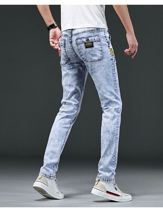 2023%20New%20Fashion%20Men's%20Casual%20Stretch%20Skinny%20Jeans%20Trousers%20Tight%20Pants%20Solid%20Colors%20Cotton%20Stretch%20Denim%20Pants%20Cowboy%20Trousers%20-%20Image%207