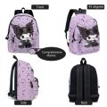 3PC-SET Printing Peripheral Sanrio Kuromi Backpack Student School Bag Pencil Case Bag Mochila Sports Backpack Lightening. 