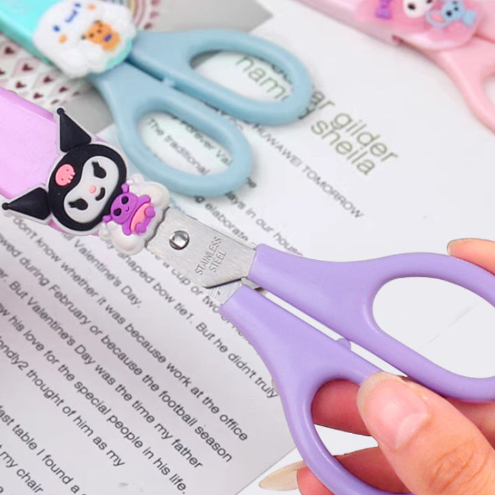 Kawaii%20Sanrio%20Safety%20Scissors%20with%20Cover%20Kuromi%20Hello%20Kitty%20My%20Melody%20Scissors%20Cute%20DIY%20Cutting%20Set%20School%20Stationery%20Supplies%20-%20Image%204