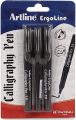 Artline Ergoline Calligraphy Pen With 3 Nib Sizes Black Color Set of 3 Pens.