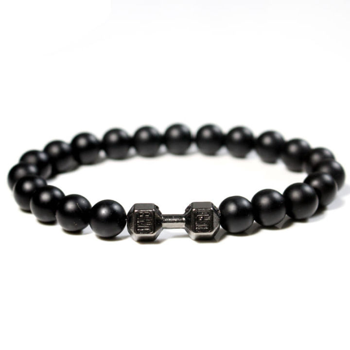 Stainless%20Steel%20%20Black%20Stone%20Beaded%20Bracelet%20Fitness%20Fit%20Life%20Prayer%20Dumbbell%20Bracelets%20for%20Men%20-%20Image%202