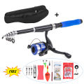 Fishing Reel Rod Combo Telescopic Fishing Rod and Spinning Reel Set Baits Hooks Fishing Bag Kit Fishing Tackle Set. 