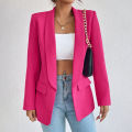 women suit coatAutumn and Winter Temperament Commuting Solid Color Polo Collar Long Sleeve Suit Coat Top Blazer. 