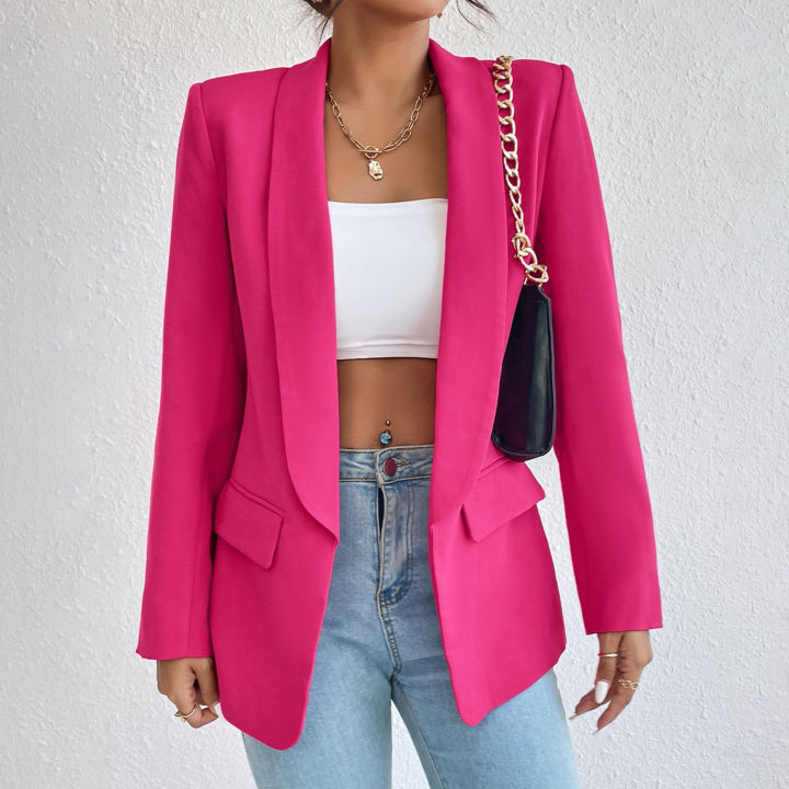 women%20suit%20coatAutumn%20and%20Winter%20Temperament%20Commuting%20Solid%20Color%20Polo%20Collar%20Long%20Sleeve%20Suit%20Coat%20Top%20Blazer%20-%20Image%204