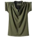 QYLVAWOY Loose Casual Men T Shirt 2022 Summer Oversize Mens T-shirt Cotton Men's Cool Top Solid Fashion V Neck Camisetas FCY495.