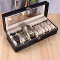 Pro Case 6 Slots Leather Watch Box Original Watches Display Case. 