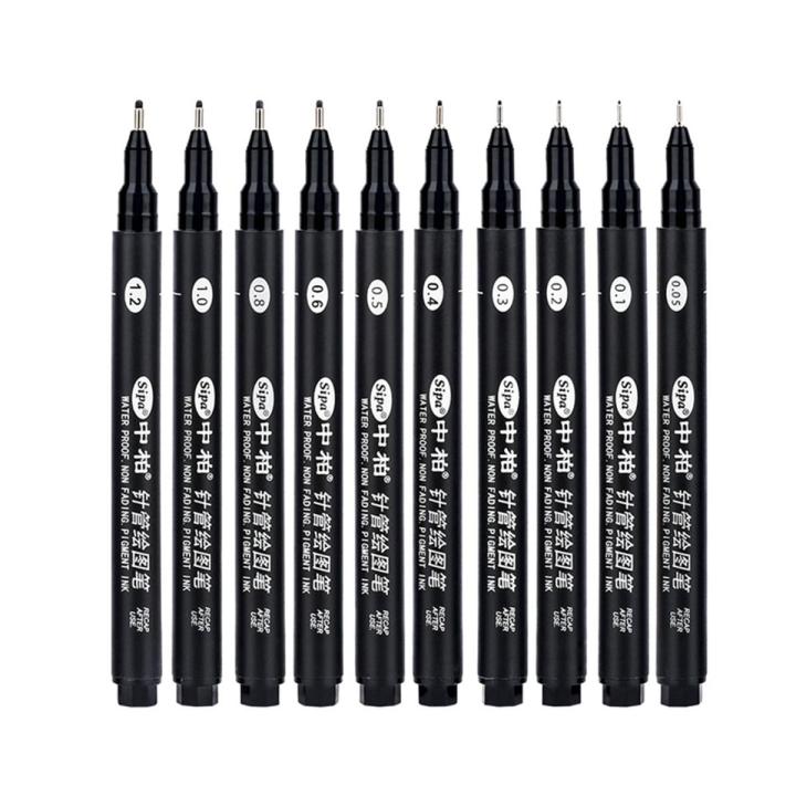 BRADOO- Sipa 8Pcs Black Thin Liner Pens Mini Liner Fineliner Drawing Pens for Artist Illustration Technical Drawing Office Documents