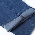 Men Solid Color Elastic Waistband Drawstring Straight Denim Pants Long Trousers. 