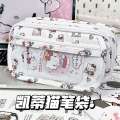KT Cat Flip Pain Design Feeling Small and Unique Pencil Box Stationery Large Capacity Cute Cartoon Storage Bag for Women. 