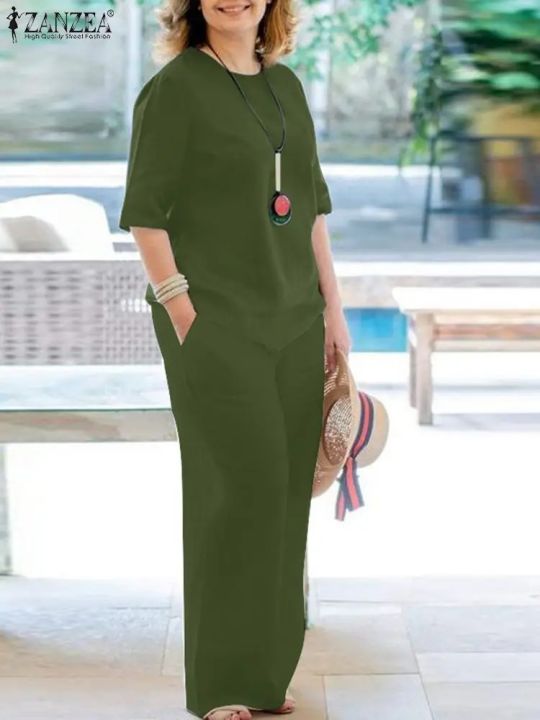 Women%20Outfits%20Fashion%20Matching%20Sets%20Summer%20Causal%20Blouse%20&%20Wide%20Leg%20Pants%20Solid%20Loose%20Tracksuits%20Oversize%20Pantsuits%20-%20Image%202