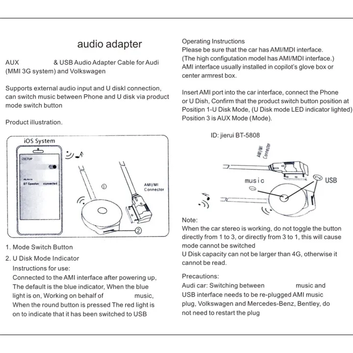Car%20Bluetooth%20AUX%20Receiver%20Cable%20with%20USB%20Adapter%20for%20VW%20Audi%20A4%20A5%20A6%20Q5%20Q7%20S4%20S5%20Audio%20Media%20Input%20AMI%20MDI%20Interface%20-%20Image%207