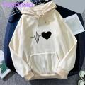 Couple Hoodie Cozy Heart Print Hoodie for Fall/winter Unisex Drawstring Pullover with Big Pocket Women Loose Hoodie.