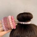 Korean Frosted Spiral Elastic Hair Rope Candy Color Phone Cord Hair Tie Set Simple Ponytail Rubber Hair Ring Women Accessories. 
