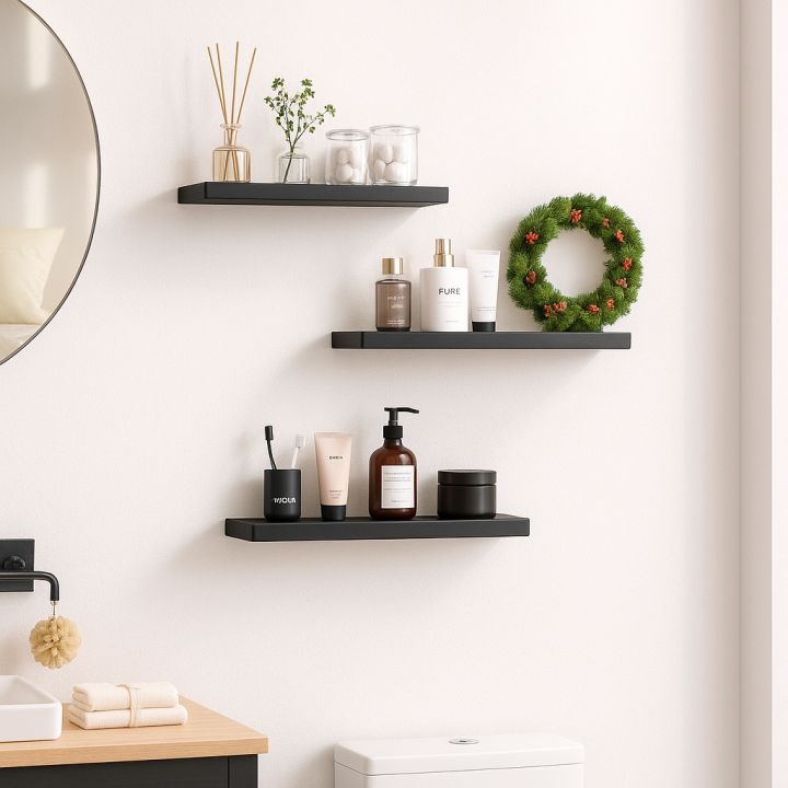 White Floating Shelf Set of 1/2/3,Wall Hanging Shelf, Home Decoration Shelf,Storage Shelves Display Racks Home Decor Wall shelve for Living Room SIZE:12X6 INCH