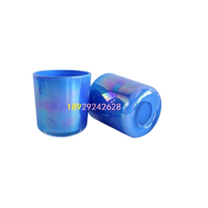 Factory direct glass candle holder outside spray color plating, colorful coating, ion plating, colorful glass