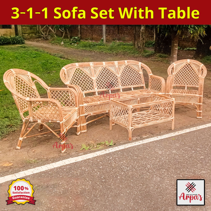Five Seater Rattan Sofa Set with Table for Your Home Office Beter Sofa Set Daraz .bd