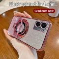 lthmy for Oppo A57 4G CPH2387 casing electroplating soft glitter TPU phone back cover phone case magnetic bracket. 