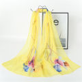 2024 Summer New Women's Lucky Bird Girl Chiffon Long Silk Scarf, Yiwu Small Scarf, Flower Scarf, Scarf, 38 Festival. 