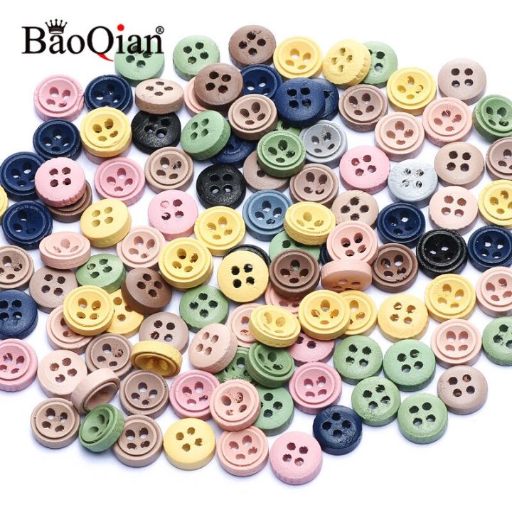 100pcs%209mm%20Mixed%204%20Hole%20Wooden%20Buttons%20For%20Clothing%20Decorative%20Sewing%20Button%20Accessories%20Scrapbooking%20Crafts%20Home%20Decor%20-%20Image%202
