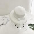 Summer Sun Hat Bow Straw Hat Visor Temperament Flat Panama Hats Women's Sea Beach Vacation Leisure Sunscreen Hat.