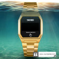 SKMEI 1679 Golden Stainless Steel Digital Watch For Unisex - Golden. 