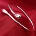 Wholesale Fine 925 Sterling Silver Bangles Bracelet Charms Heart Open for Women Lady Jewelry Adjustment Cuff Wedding Gift. 