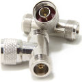 3 Way T Type Connector 1 N Male Jack to 2 N Female Jack Triple T in RF Adapter for N Male Connection / T type Antenna Connector. 