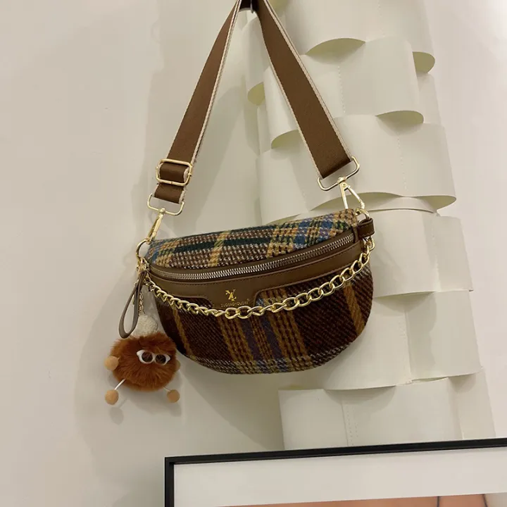 New%20Crossbody%20Bag%20Bag%20Women's%20Fashion%20Vintage%20Check%20Chest%20Bag%20Niche%20Design%20Shoulder%20Bag%20Compact%20Portable%20Crossbody%20Bag%20-%20Image%203