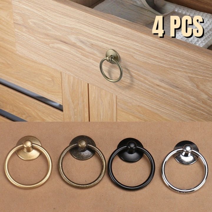 【Limited edition】 4pcs Circular Handle DrawerZinc Alloy Hanging Ring Dressing Table Drawer Knob Cabinet Door Handle Hardware Pull Ring