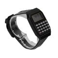 Students Calculator Digital Watch Solid Color Silicone Calculator Wrist Watch-black. 