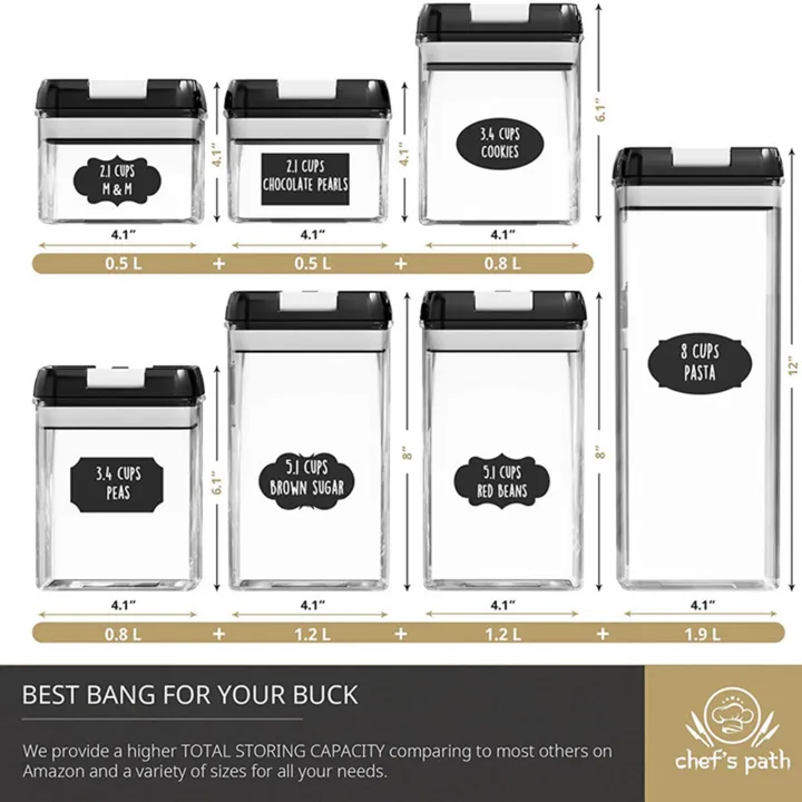 GC%207%20Piece%20Food%20Storage%20Container%20Set%20With%20Marking%20Pen,%20Sticker,%20Measuring%20Spoon%20Durable%20And%20Impact%20Resistant%20Airtight%20Clear%20Canisters%20For%20Kitchen,%20Pantry%20-%20Image%207