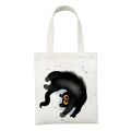 Women Canvas Bag Funny Black Cat Print Female Reuseable Shopping Totebags Girls Students School Bookbags. 