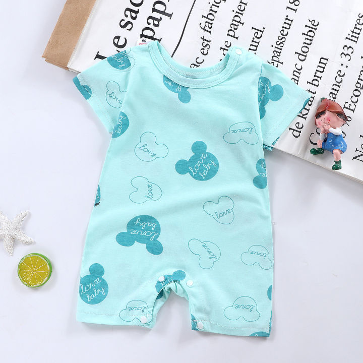 【KuaKe Mall】(NEW)Newborn Baby Clothes Summer Short Sleeve Rompers Infant Boys Girls Cartoon Cotton Jumpsuit