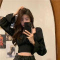 [ Four-Sided Bomb ] Niche Design Long Sleeve Black Slimming Shirt 2024 Spring and Summer Slim Fit Short Square Collar Lining. 