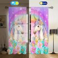Rainbow Unicorn Sunshade Curtains for Girls Bedroom 2 Panel Set Window Curtains for Living Room カーテン Cortinas Para La Sala.