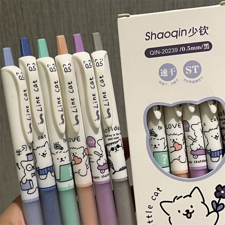 6pcs%20Cute%20Pens%20Black%20Ink%20Pen%20Set%20Kawaii%20Kitten%20Quick-Drying%20Gel%20Pen%20Office%20Accessories%20Stationery%20Supplies%20Aesthetic%20Stationery%20-%20Image%204