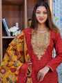 New Exclusive Readymade Cotton Red Three Piece For Women. 
