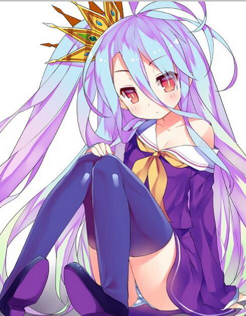 Anime%20No%20Game%20No%20Life%20Shiro%20110cm%20Long%20Multi-color%20Ponytail%20Heat%20Resistant%20Cosplay%20Costume%20Wig%20+Wig%20Cap%20-%20Image%205