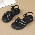 H-1 Sandals Women's 2024 New Summer Wear Thick-soled Versatile Lace-up Soft-soled Flat-soled Sen Slippers. 