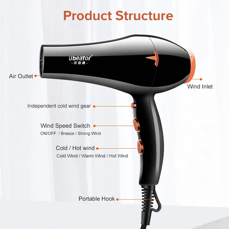 Hair Dryer Straightener Female Hair Drier Professional Electric Strong  Power Blowdryer Hairdressing Devices Comb 220v