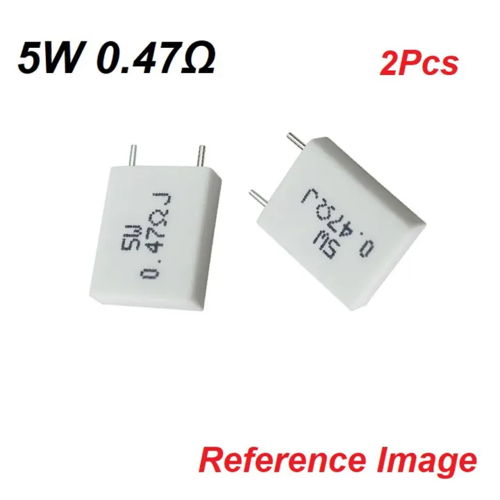 2Pcs Wirewound 5W 0.47 Ohm Non-Inductive Ceramic Cement Resistor 0.47R 5 Watt BPR56 Wire Wound Resistance Axial Lead Fixed Cement Resistor 5% Tolerance