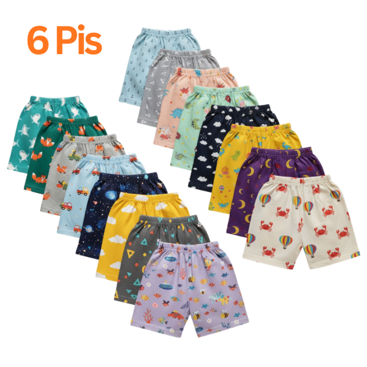 6 PCS kids & boys half pant casual, sports shorts - combo pack