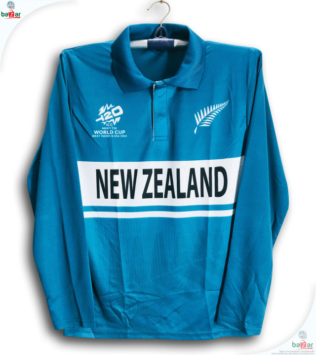 New Zealand T20 World Cup Jersey Full Sleeve Collar Polo Jersey For