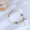Bright Eyes Handmade Natural Freshwater Pearl Moonlight Stone Bracelet Korean Version Versatile and Elegant Handicraft for Women.