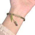 1Pcs Handmade Green Color Natural Stone Bamboo Joint Leaves Tassel Beads Strand Beaded Bracelet for Women Accessories.