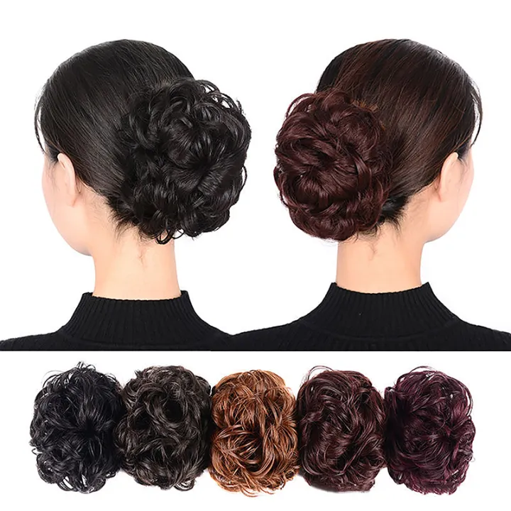 Flower%20Bud%20Head%20Wig%20Claw%20Clip%20In%20Hairpiece%20For%20Women%20Messy%20Curly%20Short%20Synthetic%20Hair%20Extension%20Chignon%20Donut%20Roller%20Demoo%20-%20Image%204