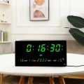 Luminous Digital Wall Clock 4 Alarms Hourly Chiming Temperature Date Calendar Desktop Table Clock Electronic LED Clock with Plug. 